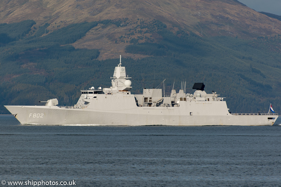 Photograph of the vessel HrMS De Zeven Provinciën pictured passing Gourock on 18th October 2015