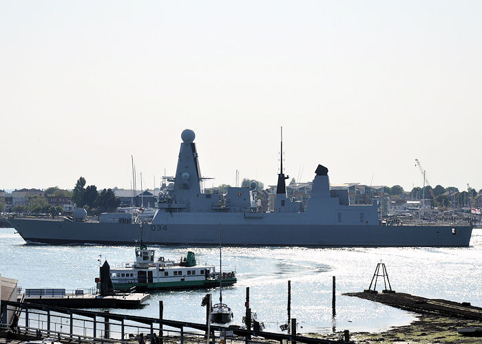 HMS Diamond pictured departing Portsmouth Harbour on 6th June 2013