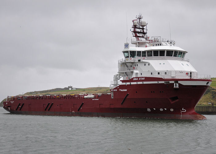 Photograph of the vessel  Dina Star pictured arriving at Aberdeen on 15th September 2013