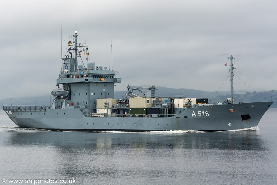 Photograph of the vessel FGS Donau pictured passing Greenock on 21st June 2024