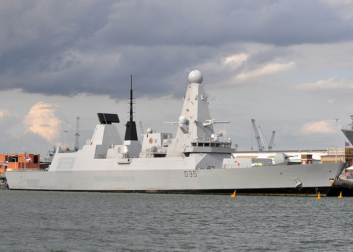 HMS Dragon pictured in Portsmouth Naval Base on 20th July 2012