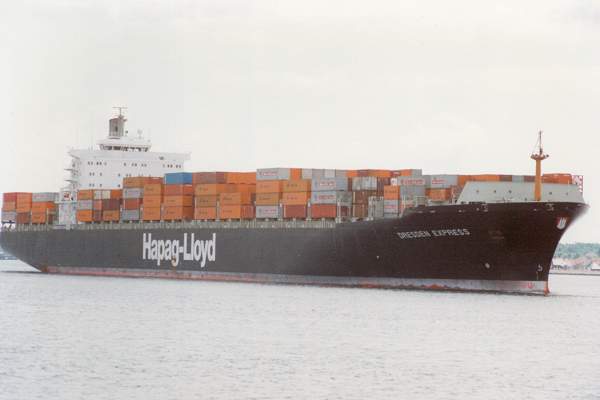 Photograph of the vessel  Dresden Express pictured arriving in Southampton on 19th May 1993