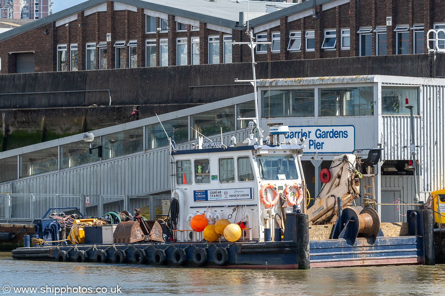 Photograph of the vessel  Driftwood II pictured at Woolwich on 20th July 2025