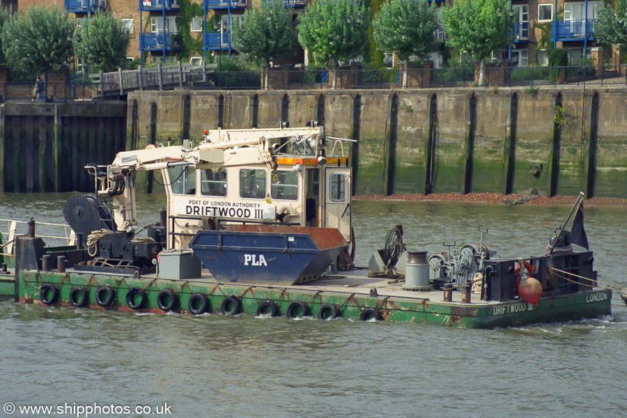 Photograph of the vessel  Driftwood III pictured in London on 3rd September 2002
