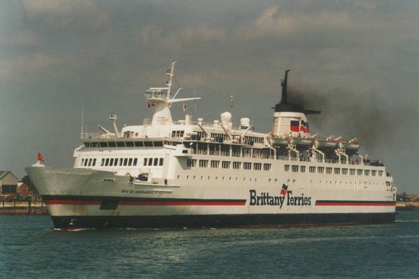 Photograph of the vessel  Duc de Normandie pictured departing Portsmouth on 25th May 1999