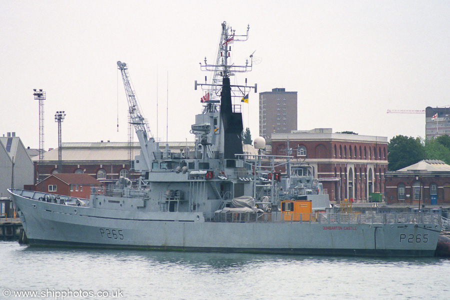 Photograph of the vessel HMS Dumbarton Castle pictured in Portsmouth Naval Base on 5th July 2003