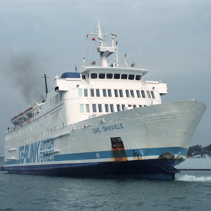 Photograph of the vessel  Earl Granville pictured departing Portsmouth Ferry Port on 17th September 1988