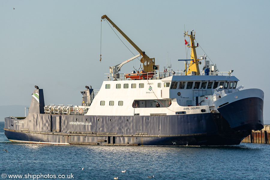 Photograph of the vessel  Earl Sigurd pictured arriving at Kirkwall on 16th May 2024