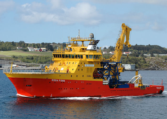 Photograph of the vessel  Edda Fonn pictured approaching Stavanger on 12th May 2005