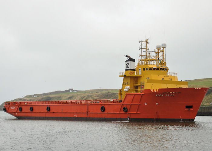 Photograph of the vessel  Edda Frigg pictured arriving at Aberdeen on 15th September 2013