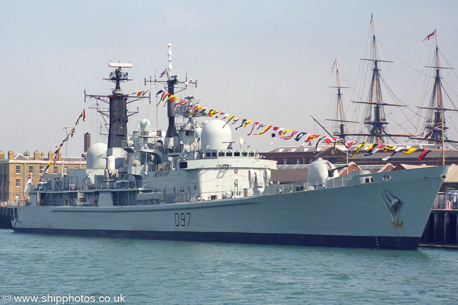 HMS Edinburgh pictured in Portsmouth Naval Base on 14th August 2010