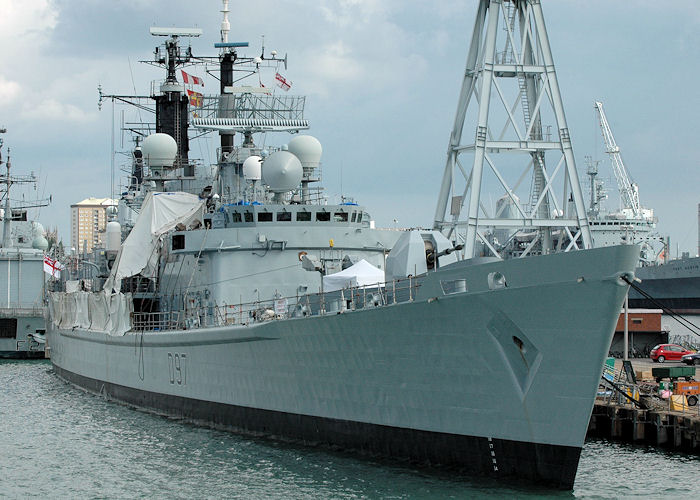 Photograph of the vessel HMS Edinburgh pictured in Portsmouth Naval Base on 14th August 2010