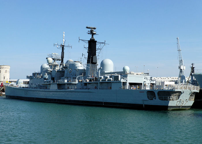 Photograph of the vessel HMS Edinburgh pictured in Portsmouth Naval Base on 8th June 2013