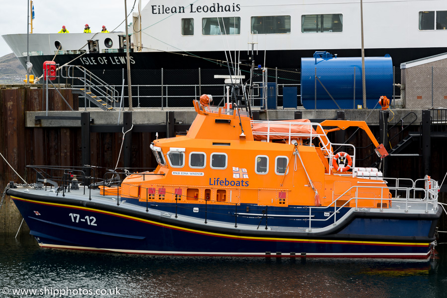 Photograph of the vessel RNLB Edna Windsor pictured at Castlebay on 15th May 2016