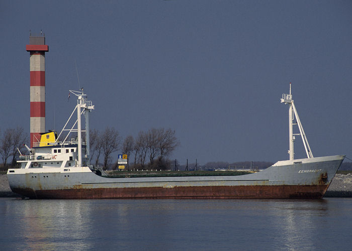 Photograph of the vessel  Eendracht pictured on the Calandkanaal, Europoort on 14th April 1996