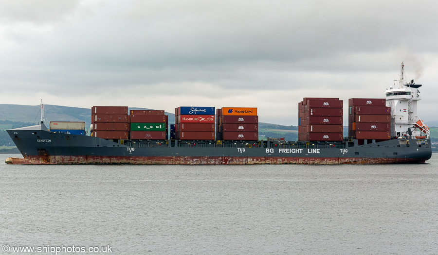 Photograph of the vessel  Einstein pictured departing Greenock Ocean Terminal on 25th September 2021