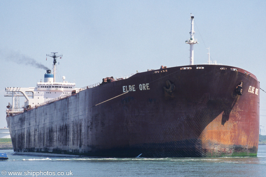 Photograph of the vessel  Elbe Ore pictured departing Mississippihaven, Europoort on 17th June 2002