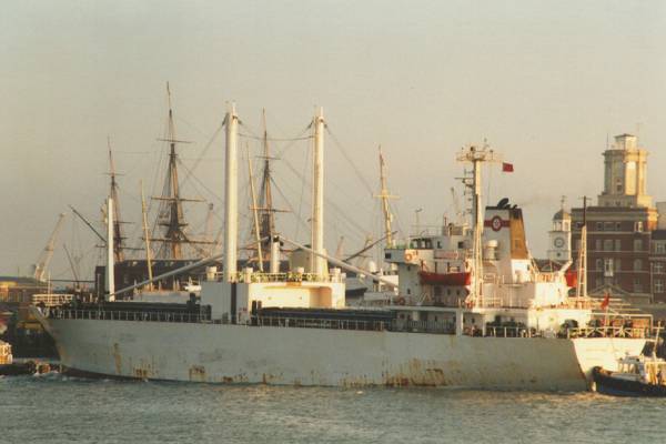 Photograph of the vessel  El Mansour Saadi pictured arriving in Portsmouth on 4th December 1997