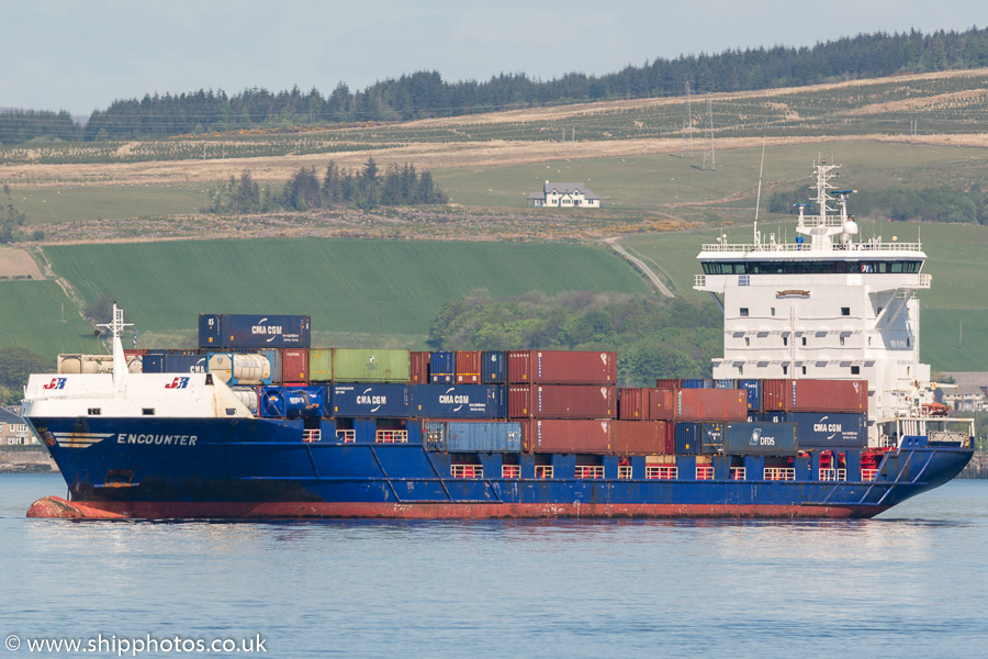 Photograph of the vessel  Encounter pictured at anchor off Greenock on 14th May 2016