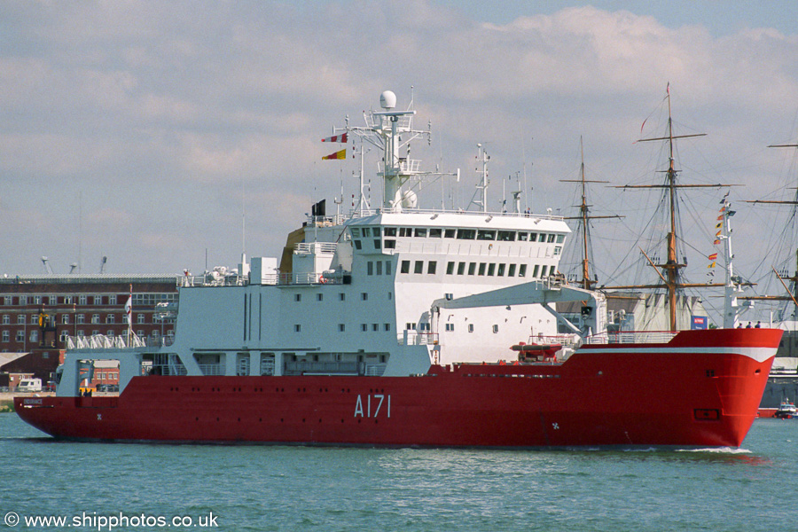 Photograph of the vessel HMS Endurance pictured departing Portsmouth on 28th August 2001