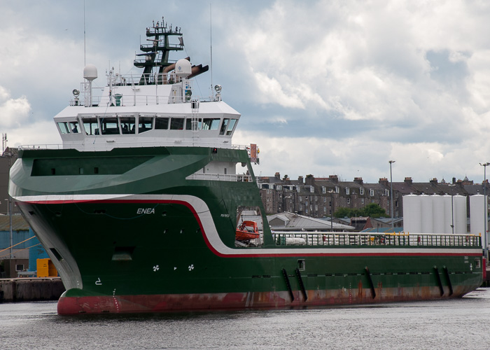 Photograph of the vessel  Enea pictured departing Aberdeen on 11th June 2014