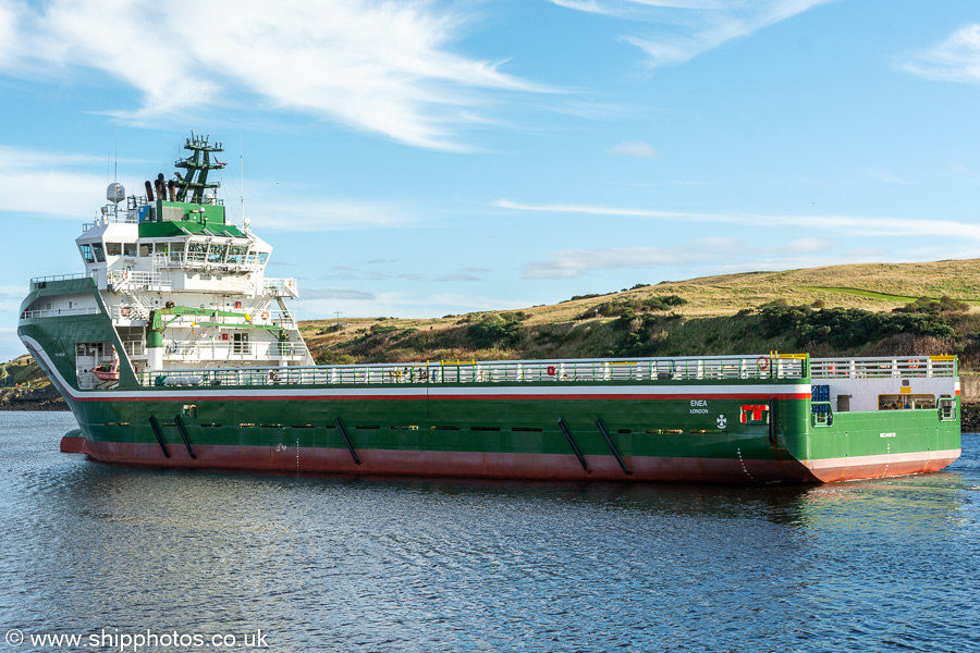 Photograph of the vessel  Enea pictured departing Aberdeen on 13th October 2021