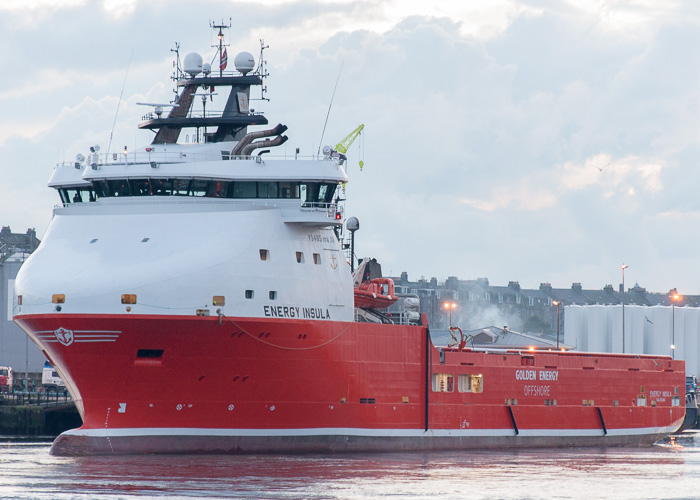 Photograph of the vessel  Energy Insula pictured at Aberdeen on 10th October 2014