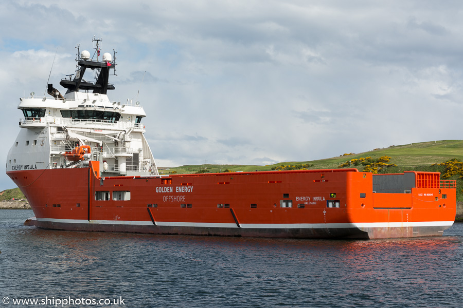 Photograph of the vessel  Energy Insula pictured departing Aberdeen on 17th May 2015