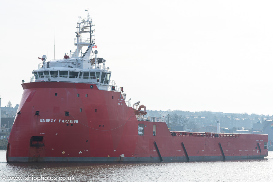 Photograph of the vessel  Energy Paradise pictured departing Aberdeen on 20th March 2025