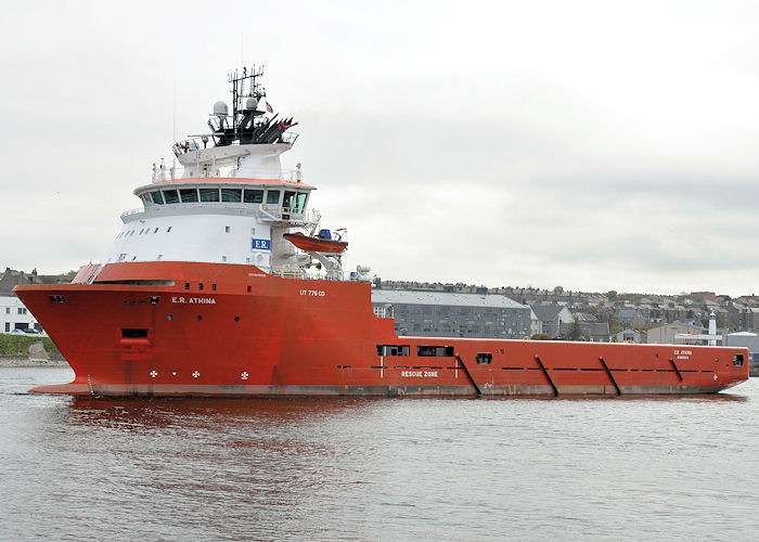 Photograph of the vessel  E.R. Athina pictured departing Aberdeen on 15th May 2013