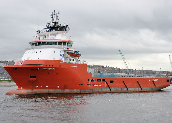 Photograph of the vessel  E.R. Georgina pictured departing Aberdeen on 15th May 2013
