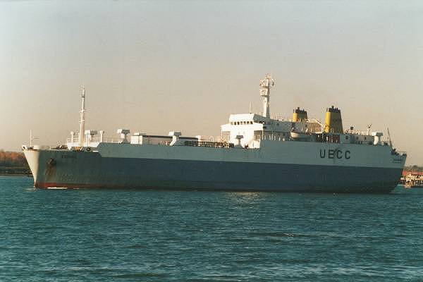 Photograph of the vessel  Estoril pictured departing Southampton on 16th November 1999
