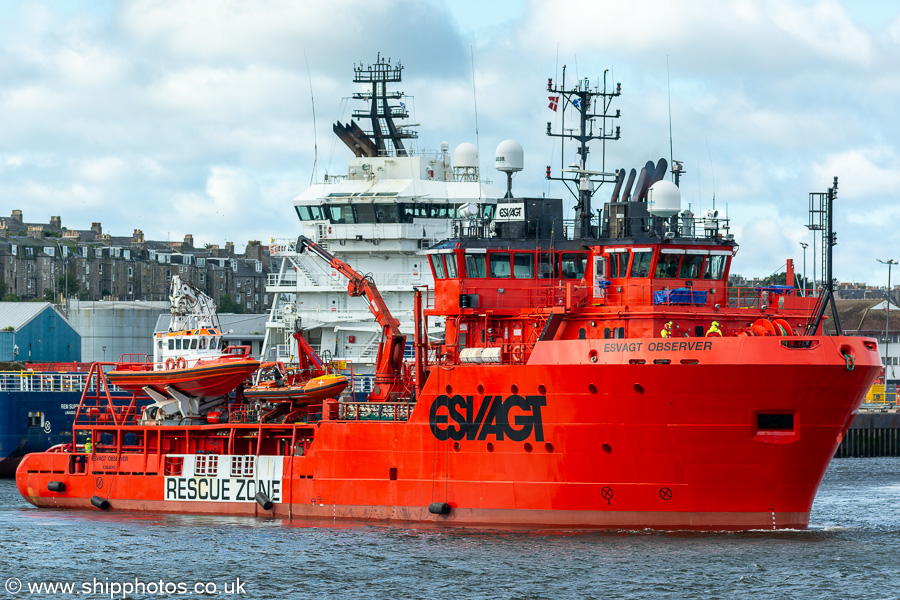 Photograph of the vessel  Esvagt Observer pictured at Aberdeen on 10th September 2024
