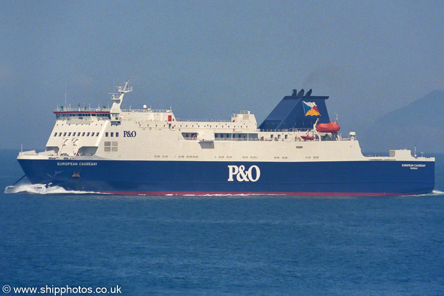 Photograph of the vessel  European Causeway pictured approaching Larne on 16th August 2002