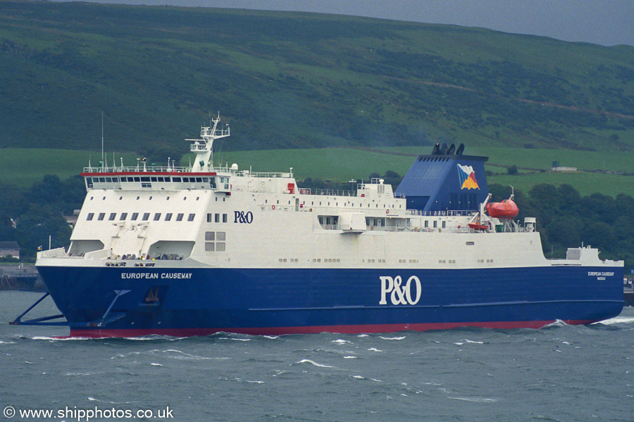 Photograph of the vessel  European Causeway pictured departing from Cairnryan on 17th August 2002
