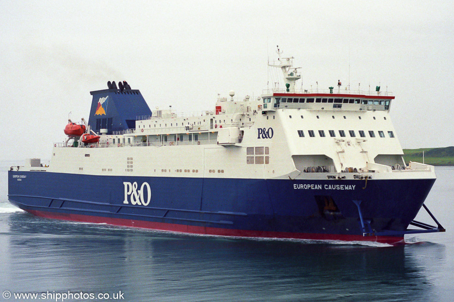 Photograph of the vessel  European Causeway pictured arriving at Larne on 18th August 2002
