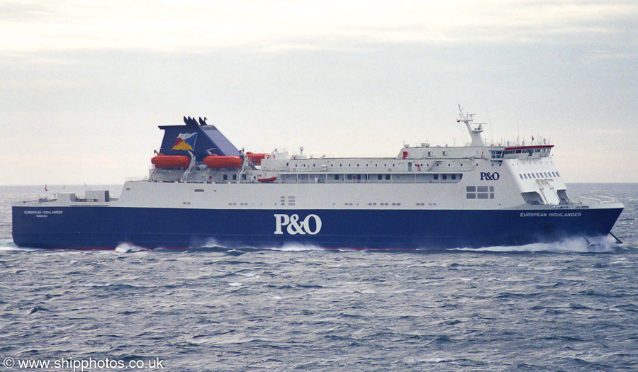 Photograph of the vessel  European Highlander pictured approaching Larne on 17th August 2002