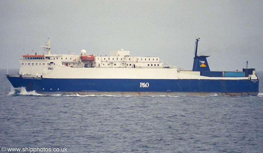 Photograph of the vessel  European Leader pictured approaching Larne on 18th August 2002