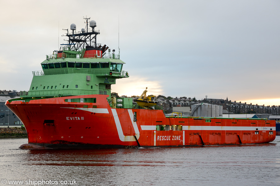 Evita II pictured departing Aberdeen on 14th October 2021