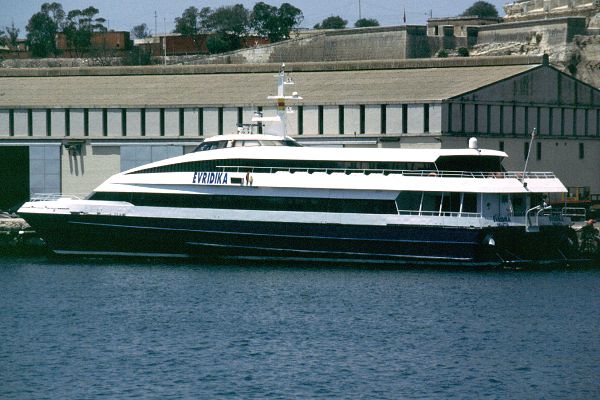 Photograph of the vessel  Evridika pictured in Valletta on 1st July 1999