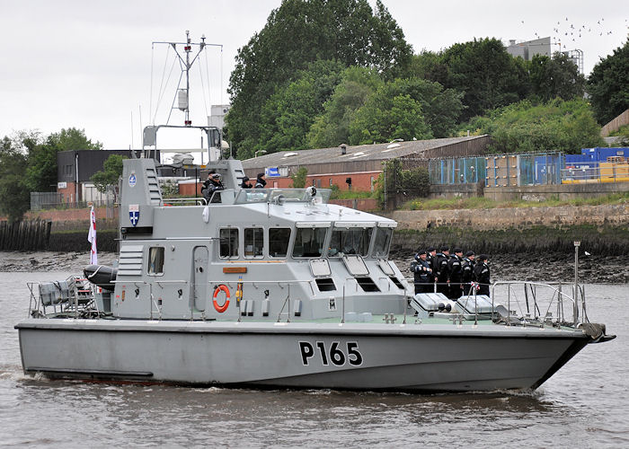 Photograph of the vessel HMS Example pictured arriving at Gateshead on 5th June 2011