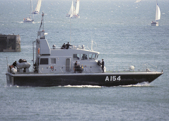 Photograph of the vessel XSV Explorer pictured departing Portsmouth Harbour on 19th May 1990
