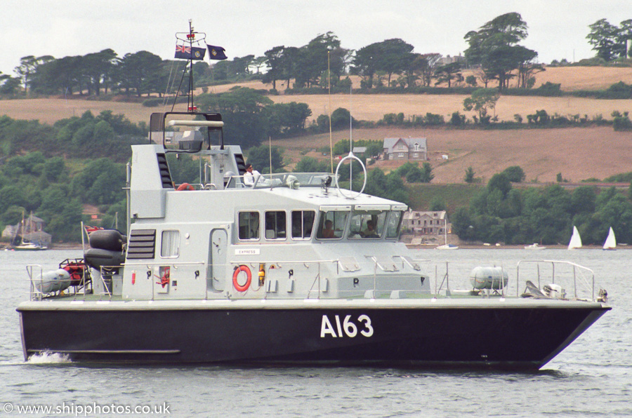 Photograph of the vessel XSV Express pictured on the River Tamar on 28th July 1989