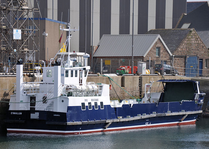 Photograph of the vessel  Eynhallow pictured undergoing refit at Peterhead on 6th May 2013