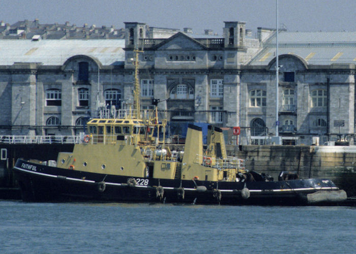 Photograph of the vessel RMAS Faithful pictured in Devonport Naval Base on 6th May 1996