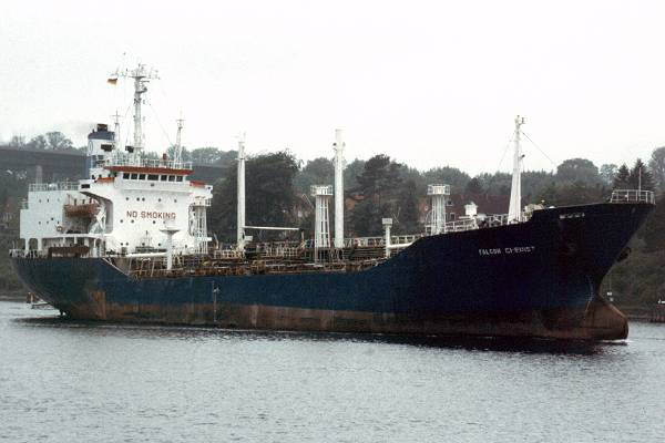 Photograph of the vessel  Falcon Chemist pictured at Holtenau on 28th May 1998