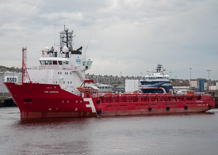 Photograph of the vessel  Far Service pictured departing Aberdeen on 9th June 2014