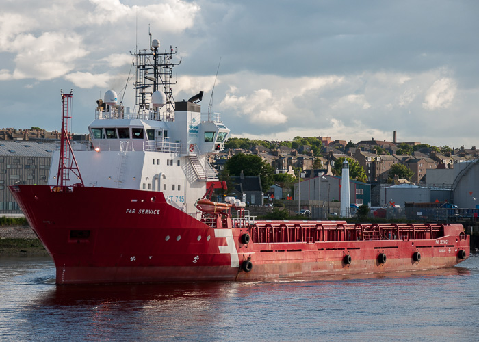 Photograph of the vessel  Far Service pictured departing Aberdeen on 11th June 2014
