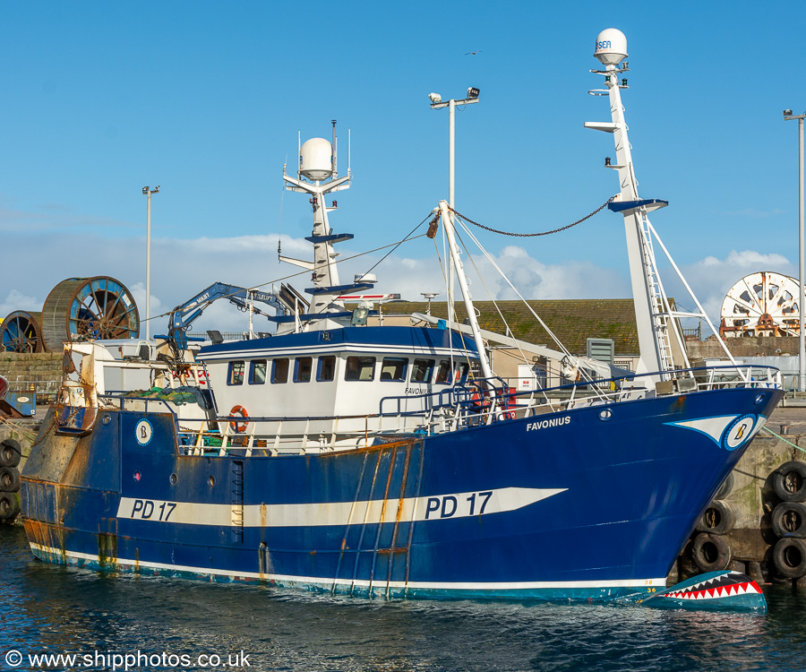 Photograph of the vessel fv Favonius pictured at Peterhead on 12th September 2024