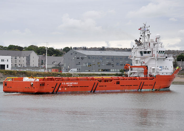 Photograph of the vessel  F.D. Indomitable pictured arriving at Aberdeen on 13th September 2013